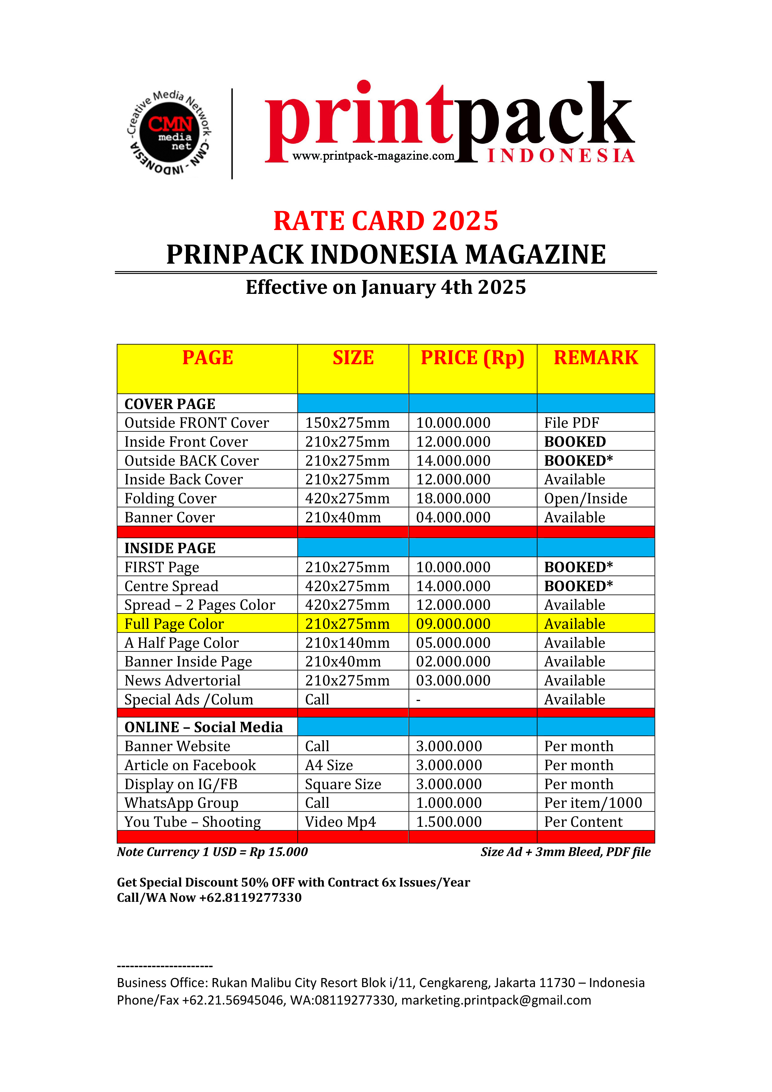 FORM CONTRACT ADVERTISEMENT